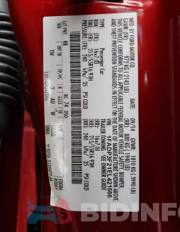 1FADP3F21EL421566 Photo# 12