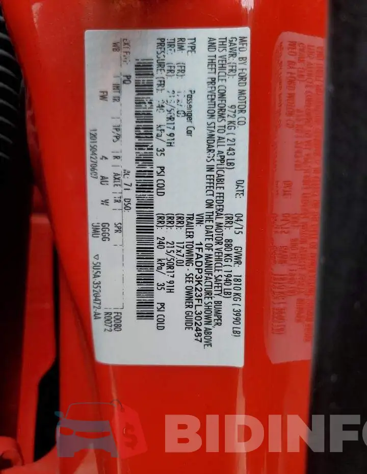 1FADP3K23FL302487 Photo# 13