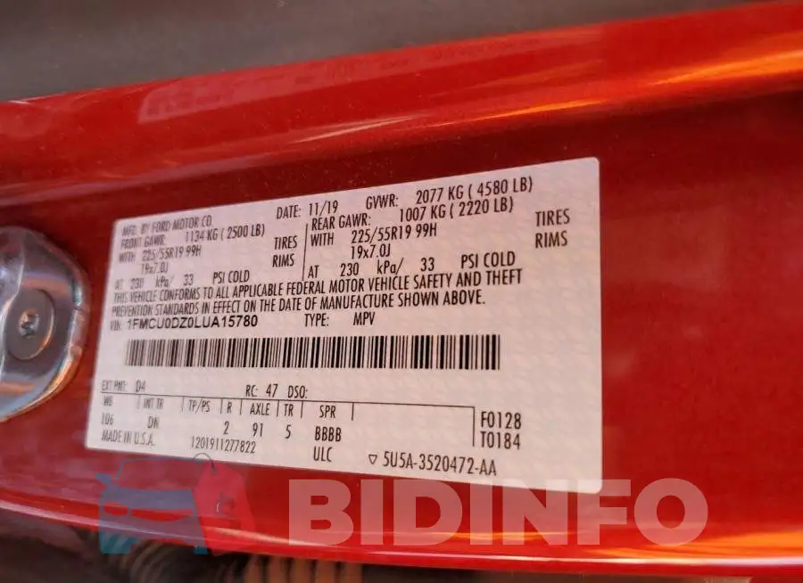 1FMCU0DZ0LUA15780 Photo# 13