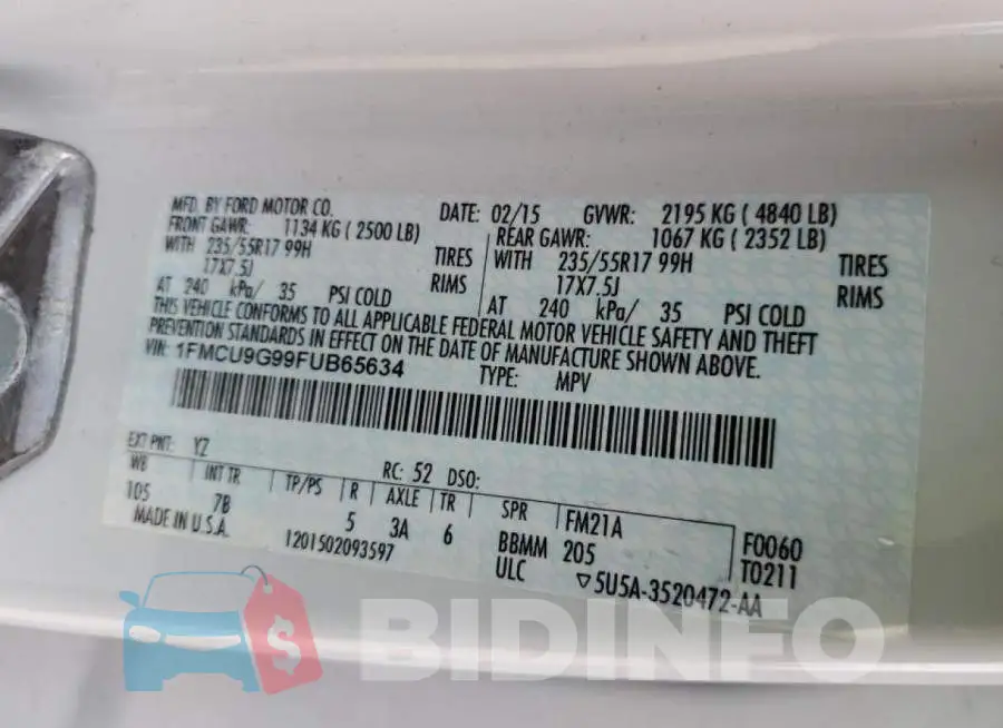 1FMCU9G99FUB65634 Photo# 12