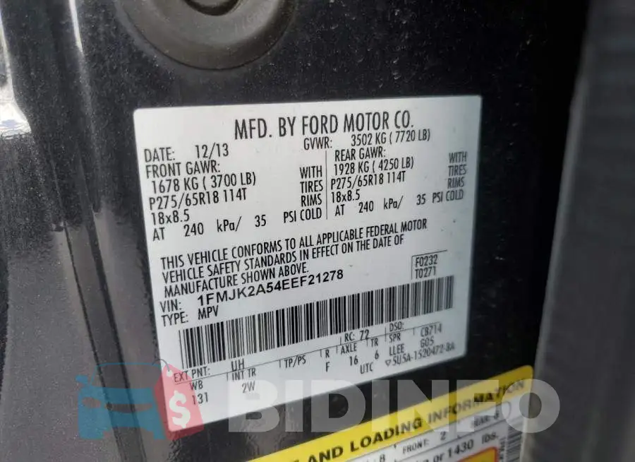 1FMJK2A54EEF21278 Photo# 13