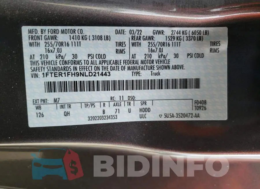 1FTER1FH9NLD21443 Photo# 12