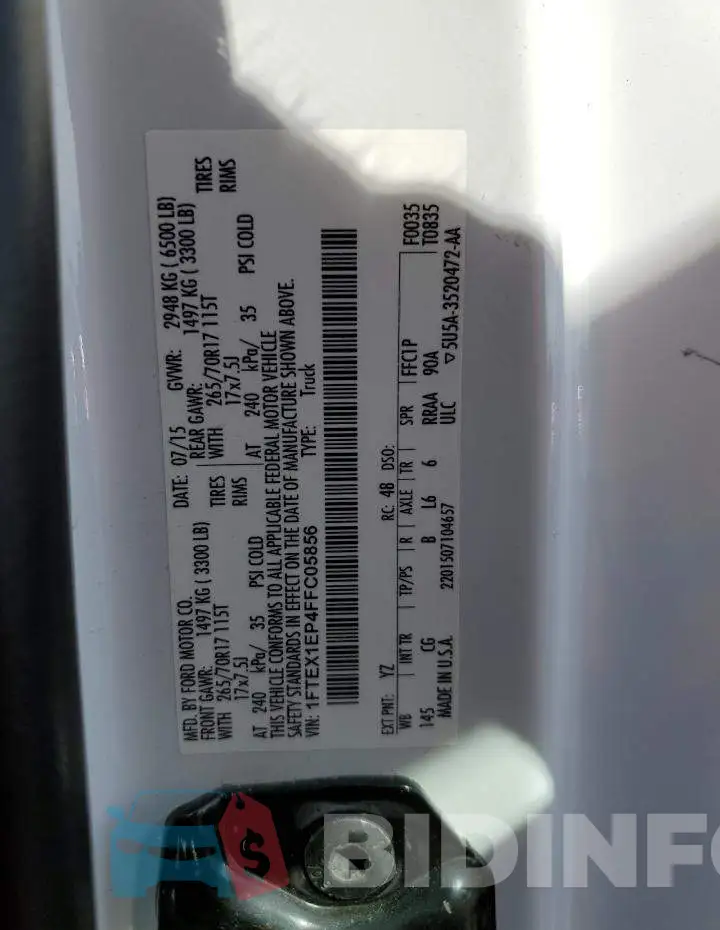 1FTEX1EP4FFC05856 Photo# 12