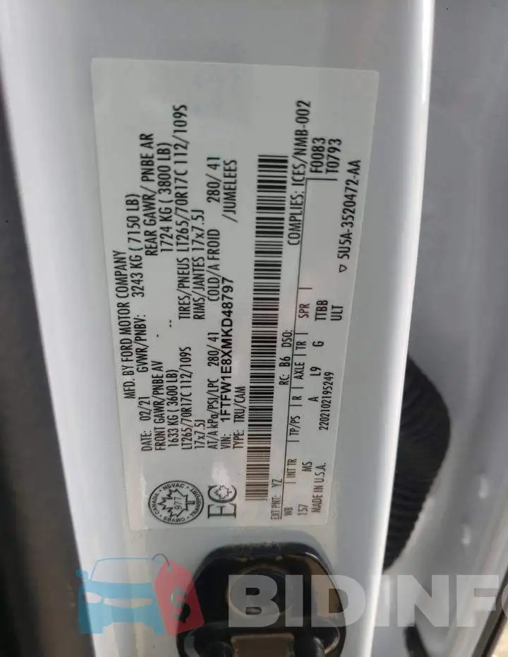 1FTFW1E8XMKD48797 Photo# 12