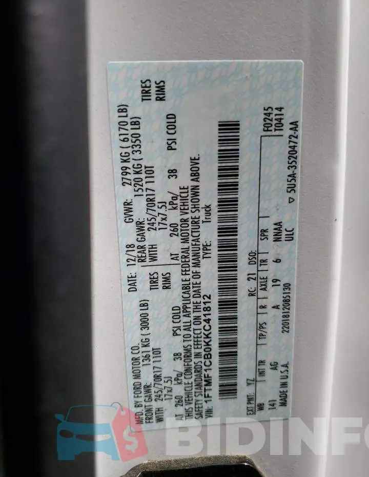1FTMF1CB0KKC41812 Photo# 12