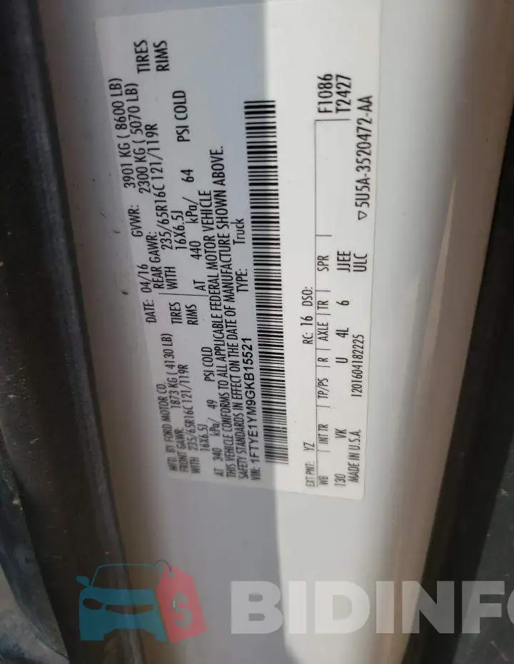 1FTYE1YM9GKB15521 Photo# 13