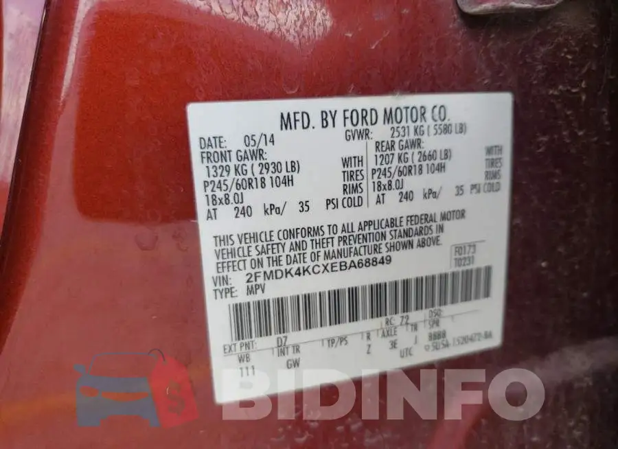 2FMDK4KCXEBA68849 Photo# 10