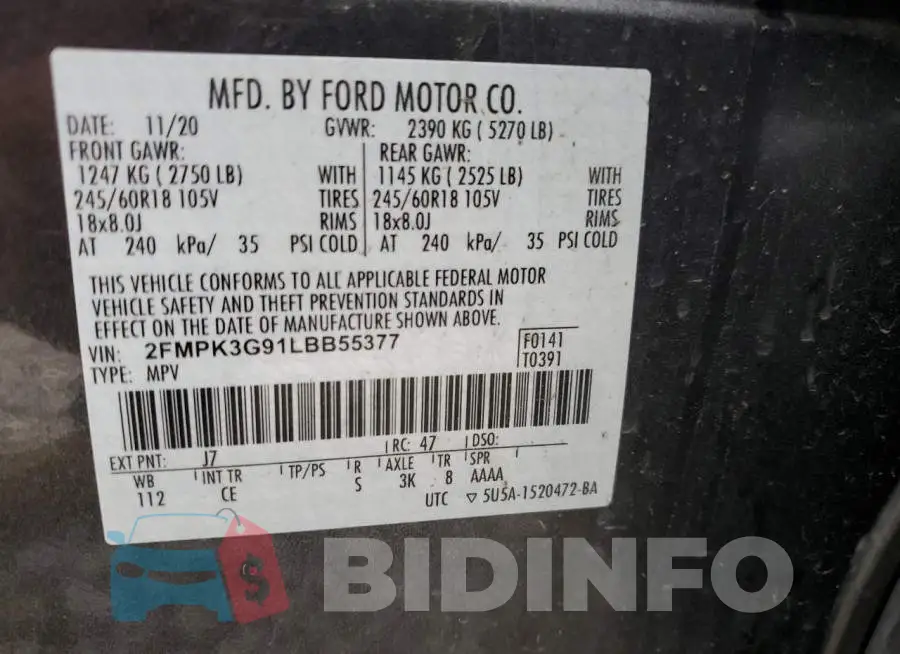 2FMPK3G91LBB55377 Photo# 13
