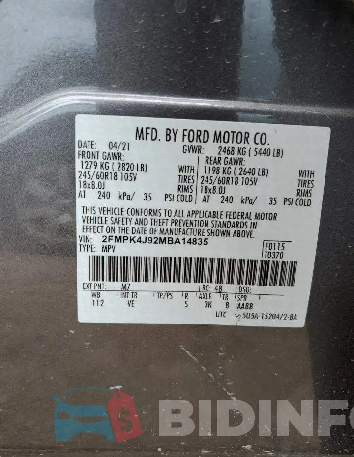 2FMPK4J92MBA14835 Photo# 13