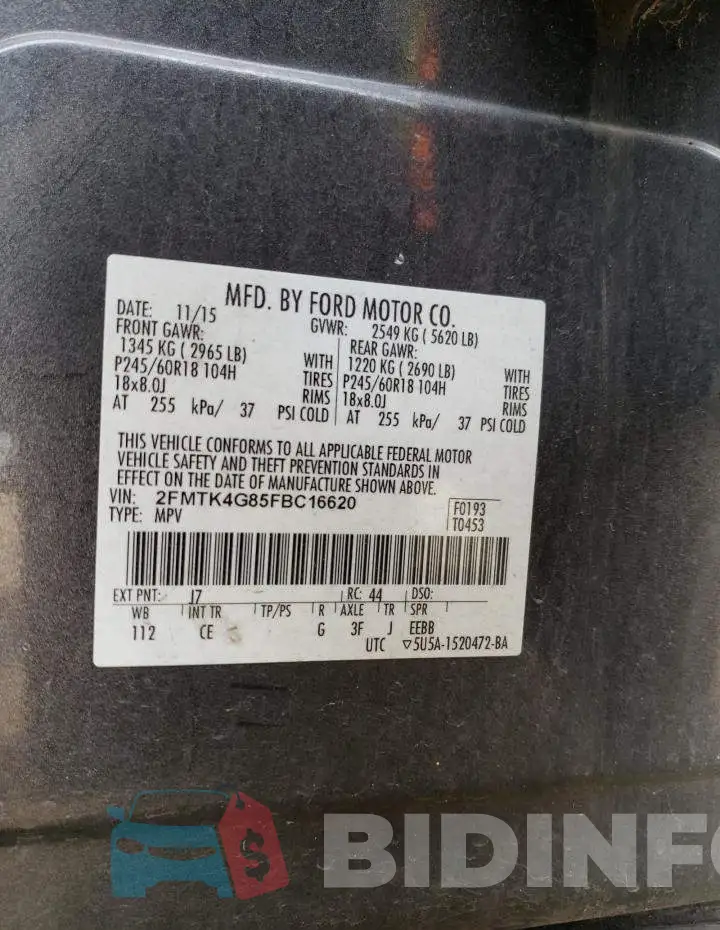 2FMTK4G85FBC16620 Photo# 13
