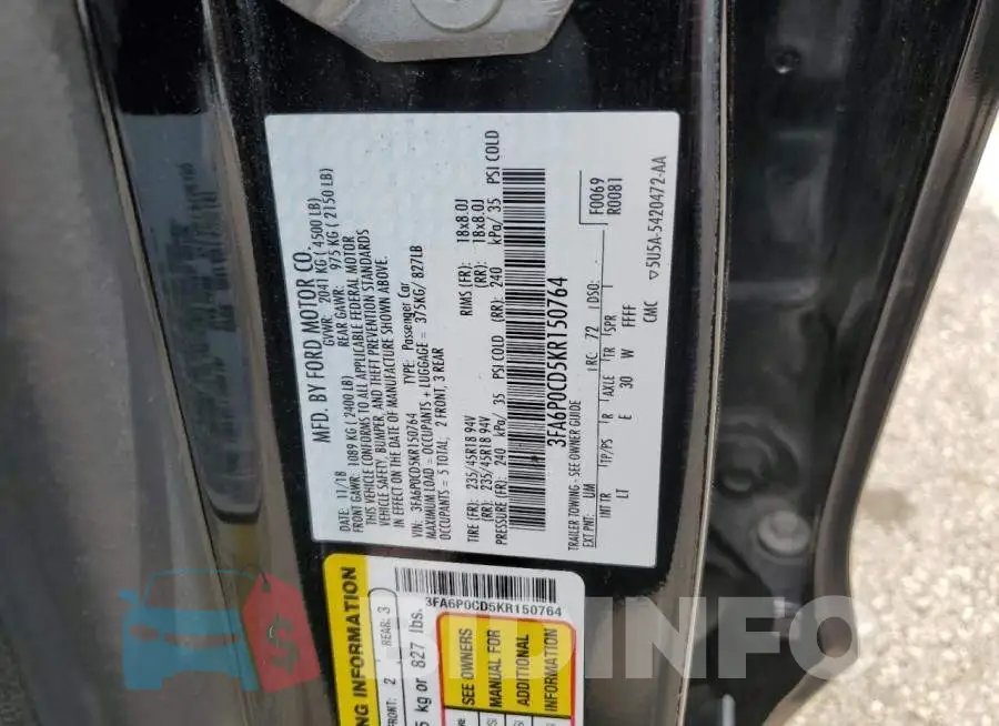 3FA6P0CD5KR150764 Photo# 12