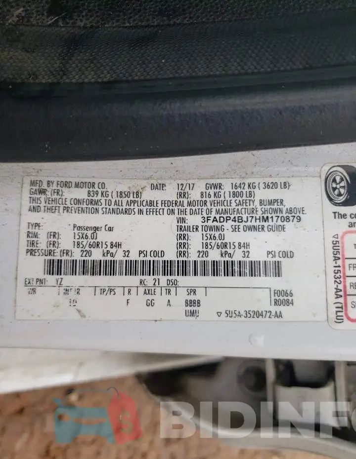3FADP4BJ7HM170879 Photo# 12