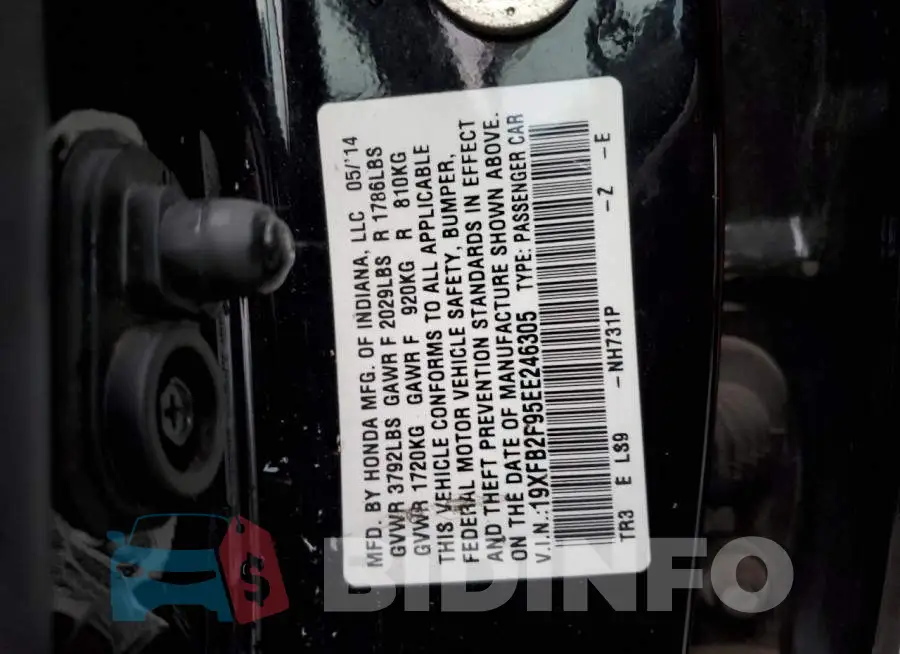 19XFB2F95EE246305 Photo# 12
