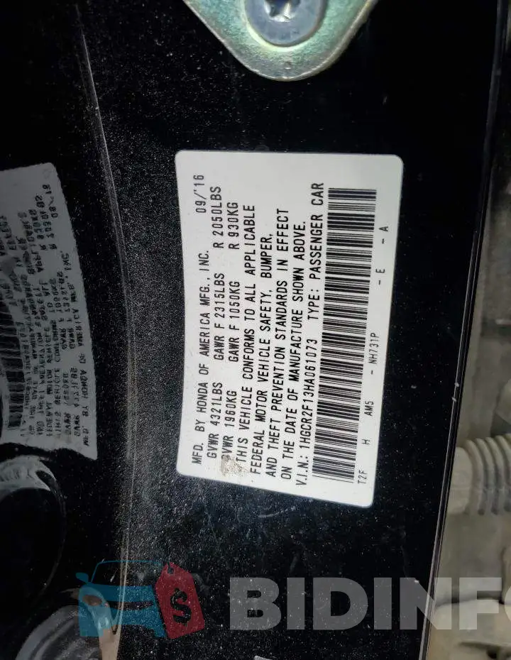 1HGCR2F13HA061073 Photo# 12