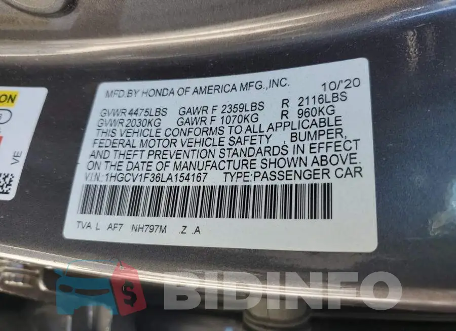 1HGCV1F36LA154167 Photo# 12
