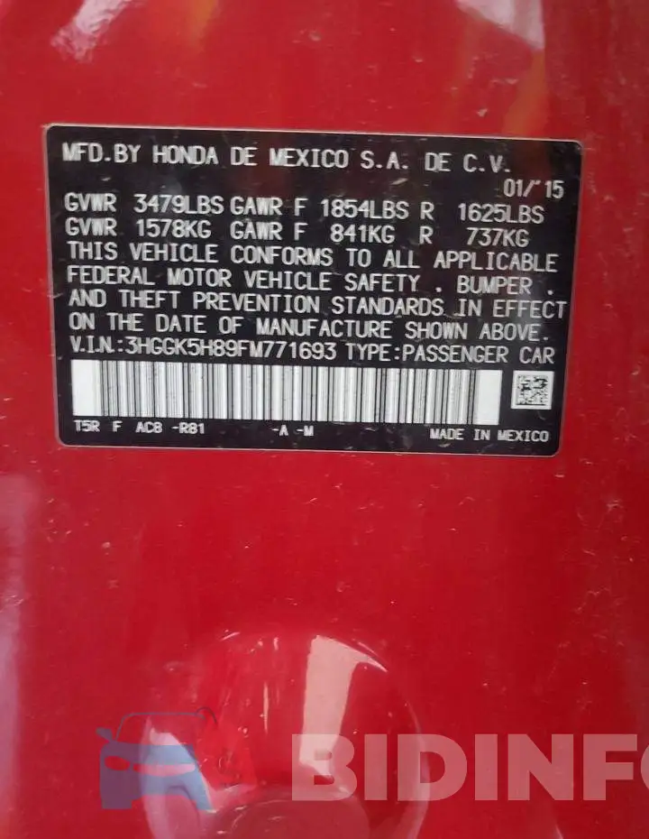 3HGGK5H89FM771693 Photo# 12