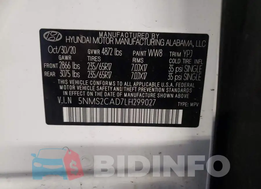 5NMS2CAD7LH299027 Photo# 13