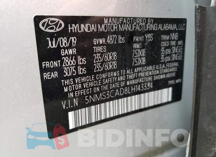 5NMS3CAD8LH143334 Photo# 12