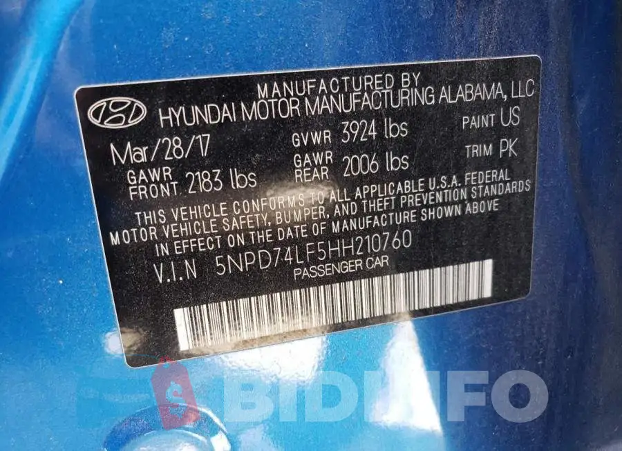 5NPD74LF5HH210760 Photo# 12