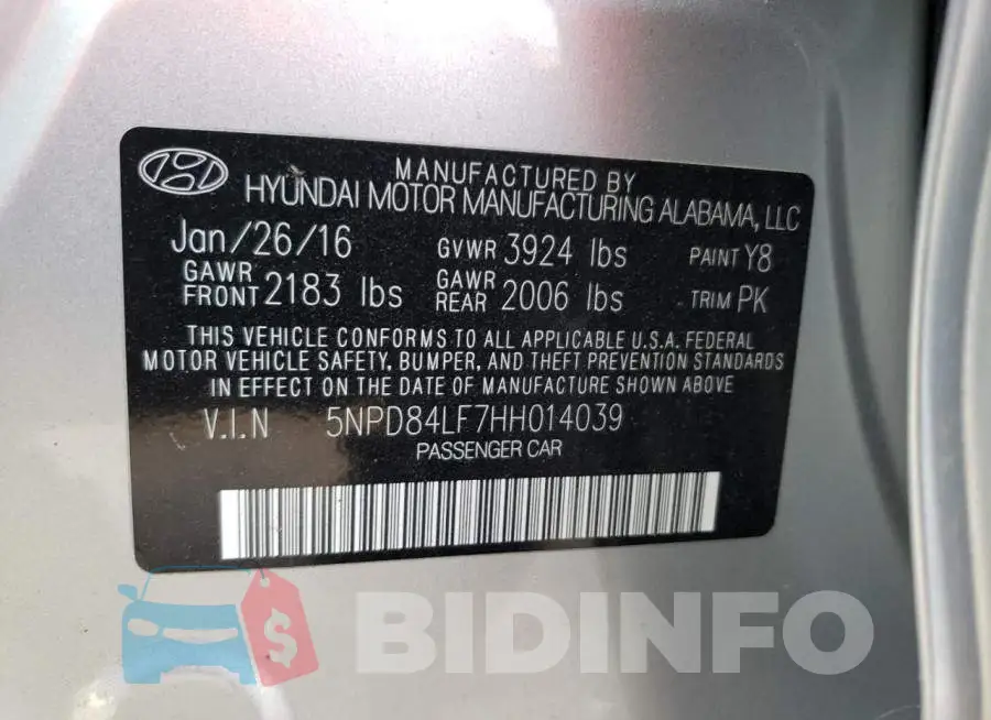 5NPD84LF7HH014039 Photo# 12