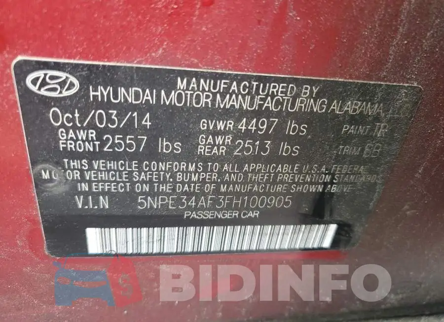 5NPE34AF3FH100905 Photo# 12