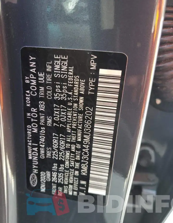 KM8J3CA49MU386202 Photo# 13