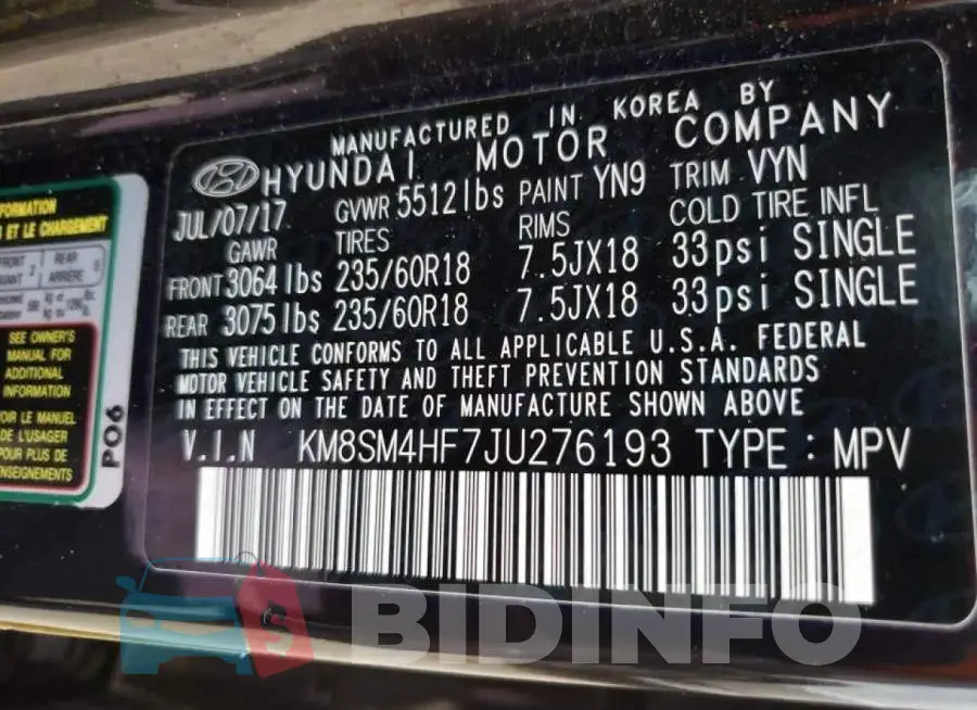 KM8SM4HF7JU276193 Photo# 14