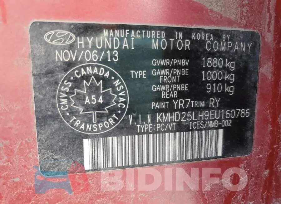 KMHD25LH9EU160786 Photo# 12