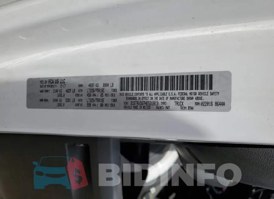 3C6TRVDG7HE531813 Photo# 13