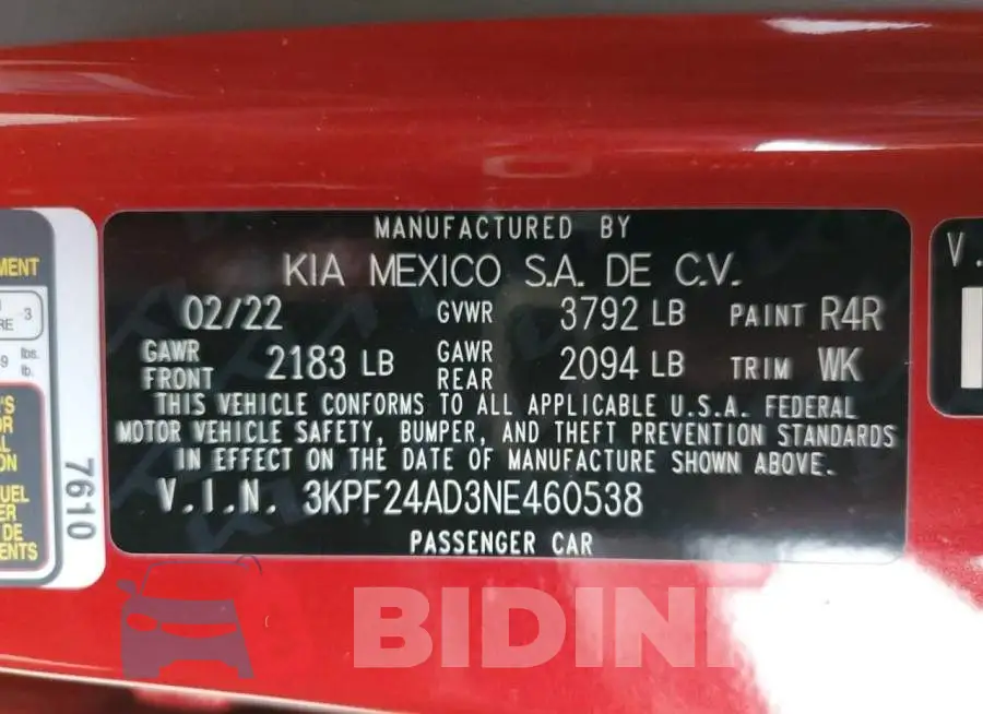3KPF24AD3NE460538 Photo# 12