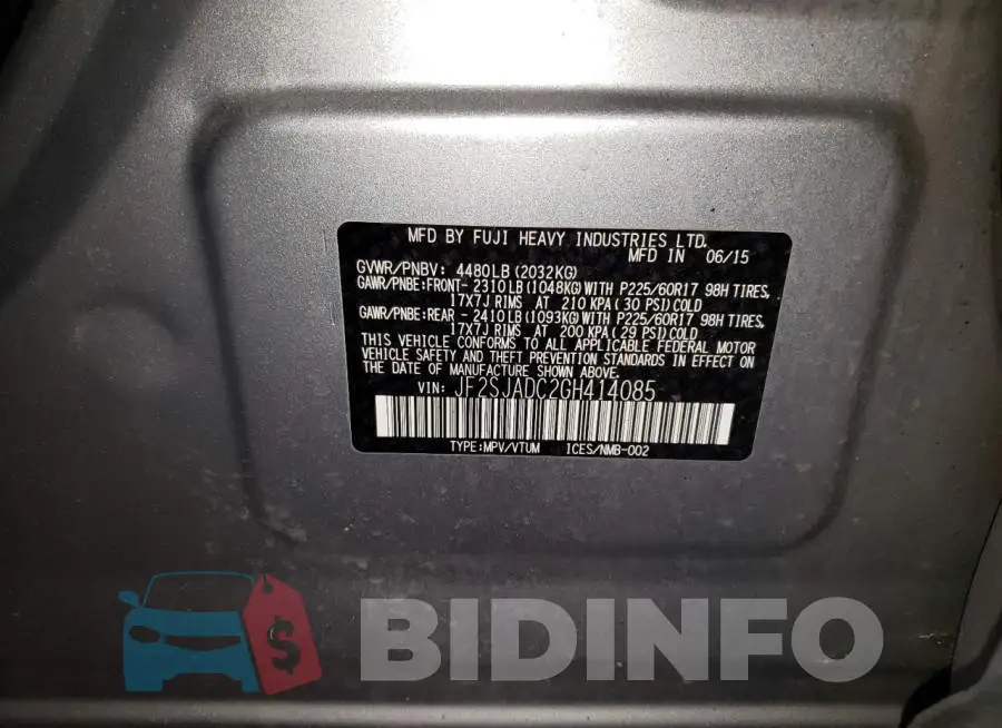 JF2SJADC2GH414085 Photo# 13