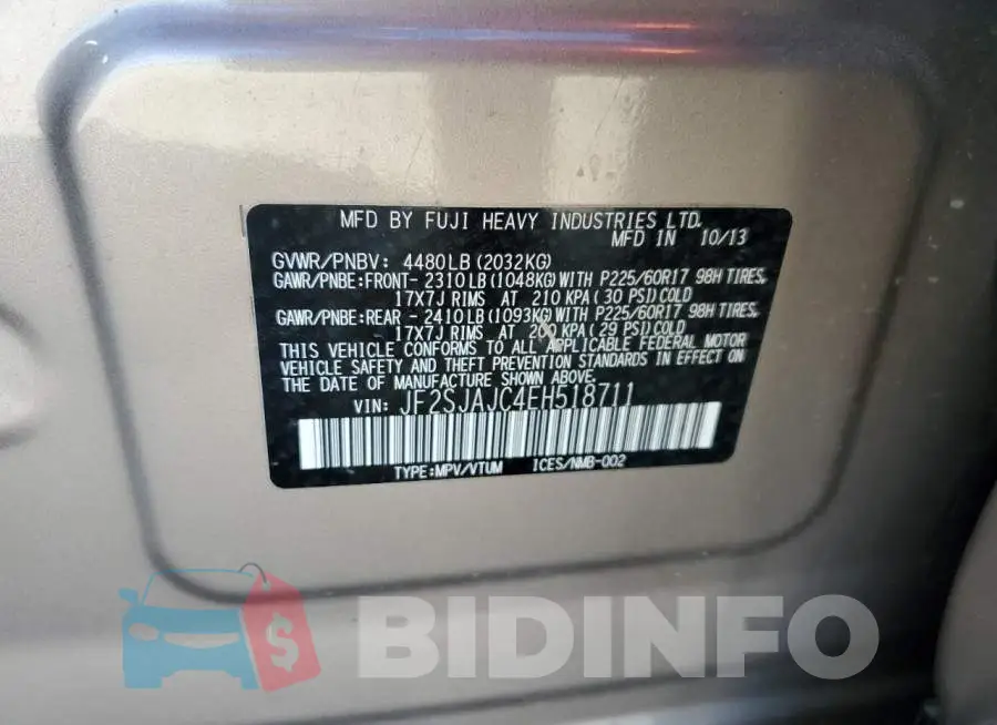 JF2SJAJC4EH518711 Photo# 13