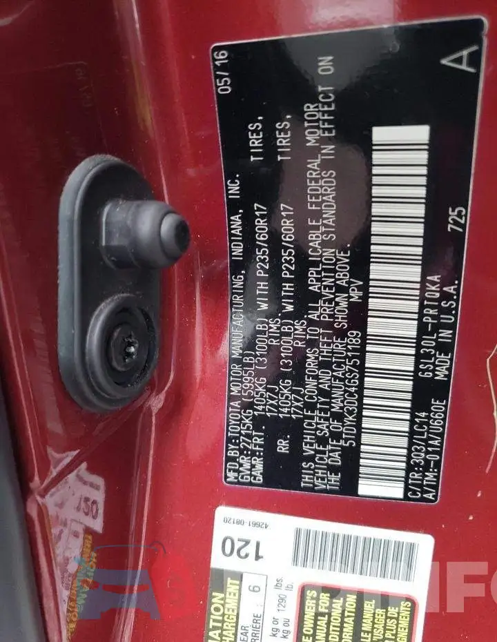 5TDYK3DC4GS751189 Photo# 13