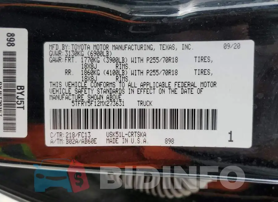 5TFRY5F12MX273631 Photo# 12