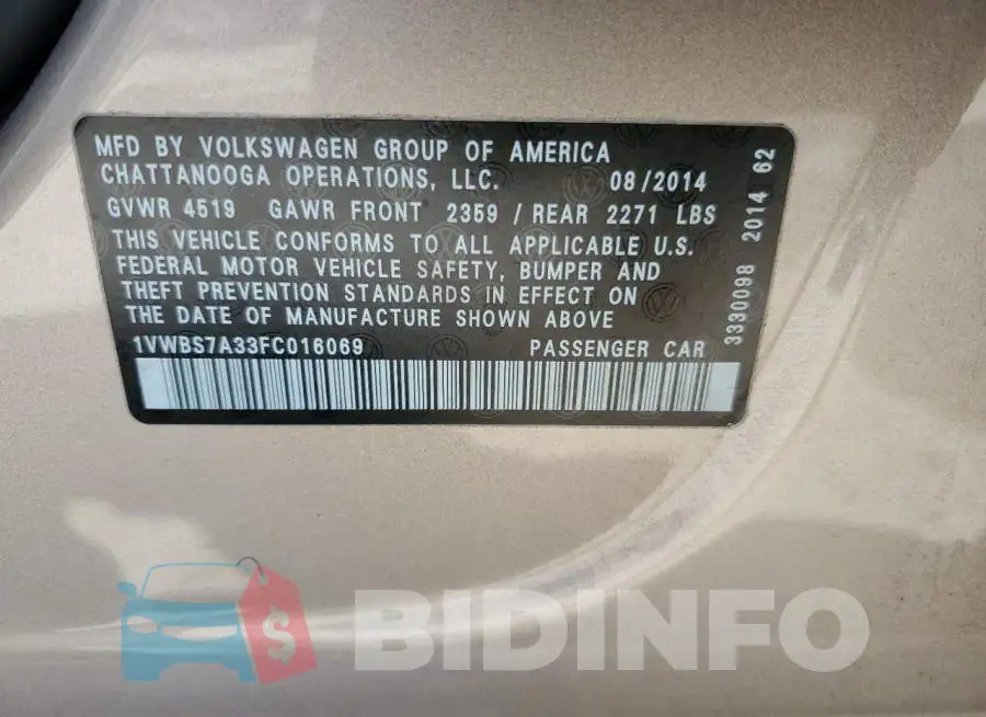 1VWBS7A33FC016069 Photo# 12