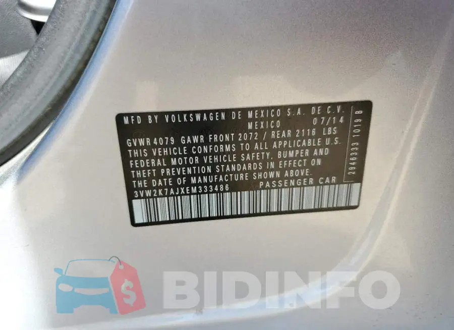 3VW2K7AJXEM333486 Photo# 13