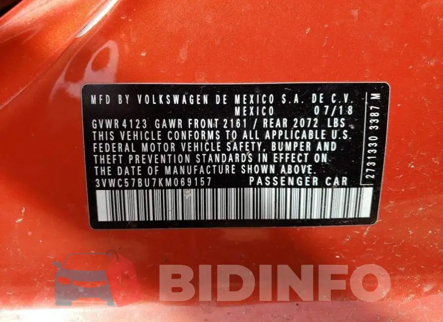 3VWC57BU7KM069157 Photo# 12