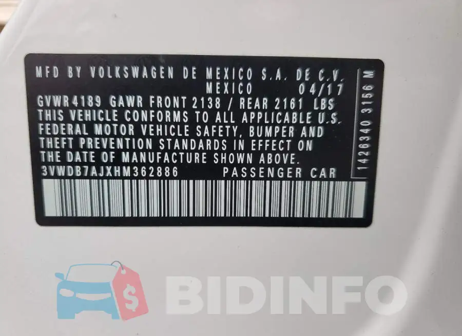 3VWDB7AJXHM362886 Photo# 10