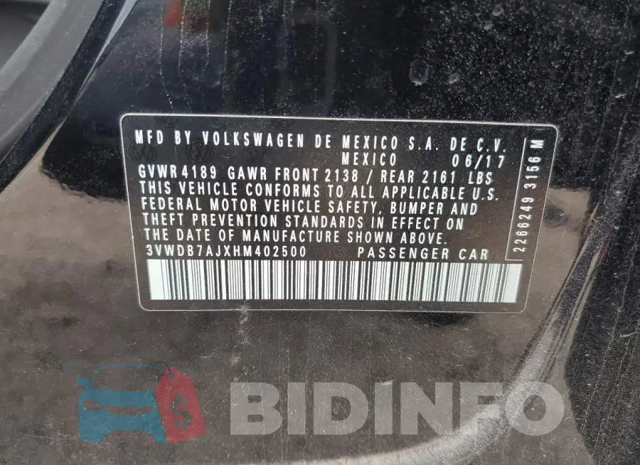 3VWDB7AJXHM402500 Photo# 13