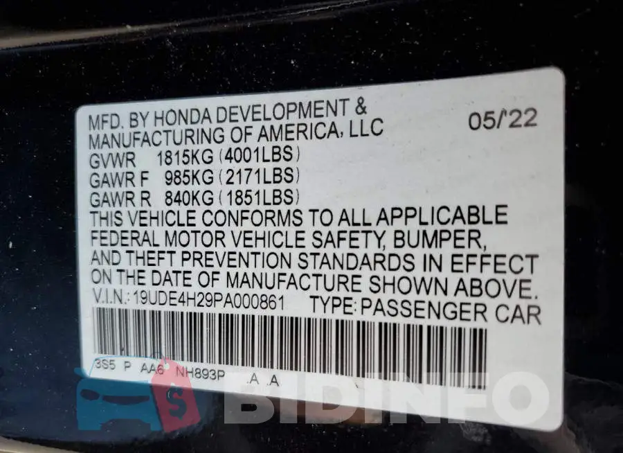19UDE4H29PA000861 Photo# 13