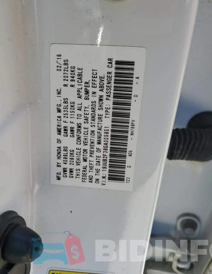 19UUB2F38GA005851 Photo# 12