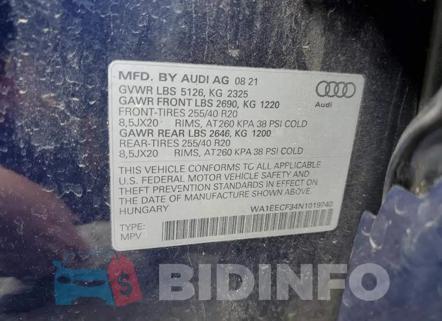 WA1EECF34N1019740 Photo# 12