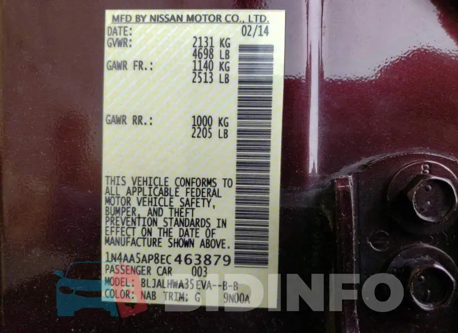 1N4AA5AP8EC463879 Photo# 12