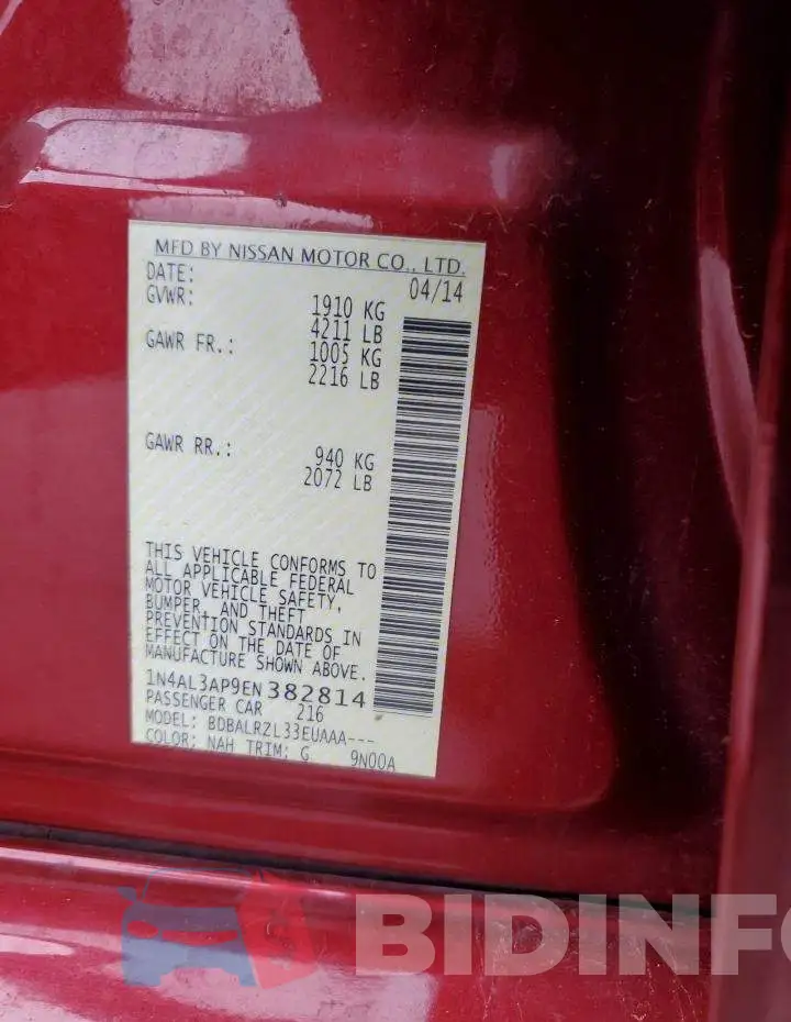 1N4AL3AP9EN382814 Photo# 13
