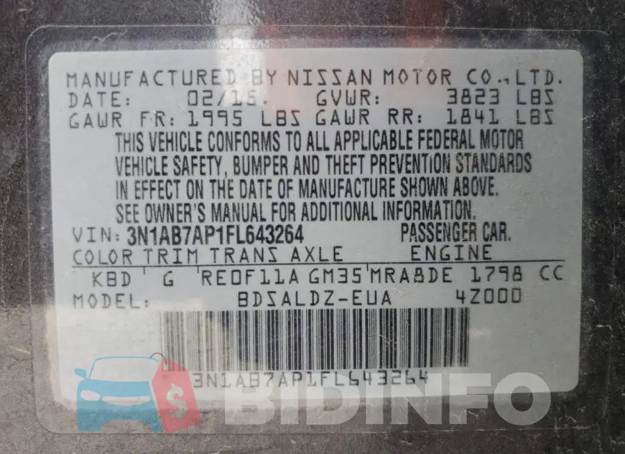 3N1AB7AP1FL643264 Photo# 12
