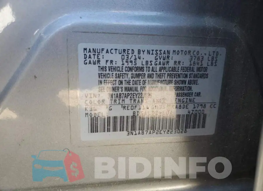 3N1AB7AP2EY223028 Photo# 12