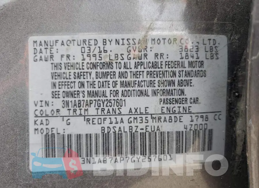 3N1AB7AP7GY257601 Photo# 12