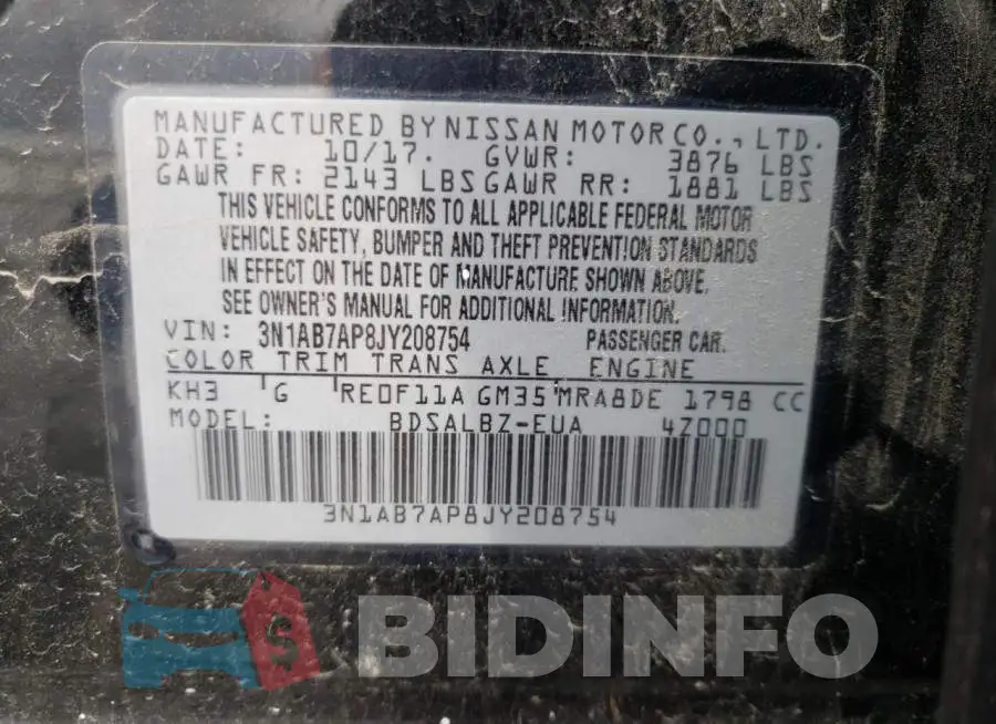 3N1AB7AP8JY208754 Photo# 10