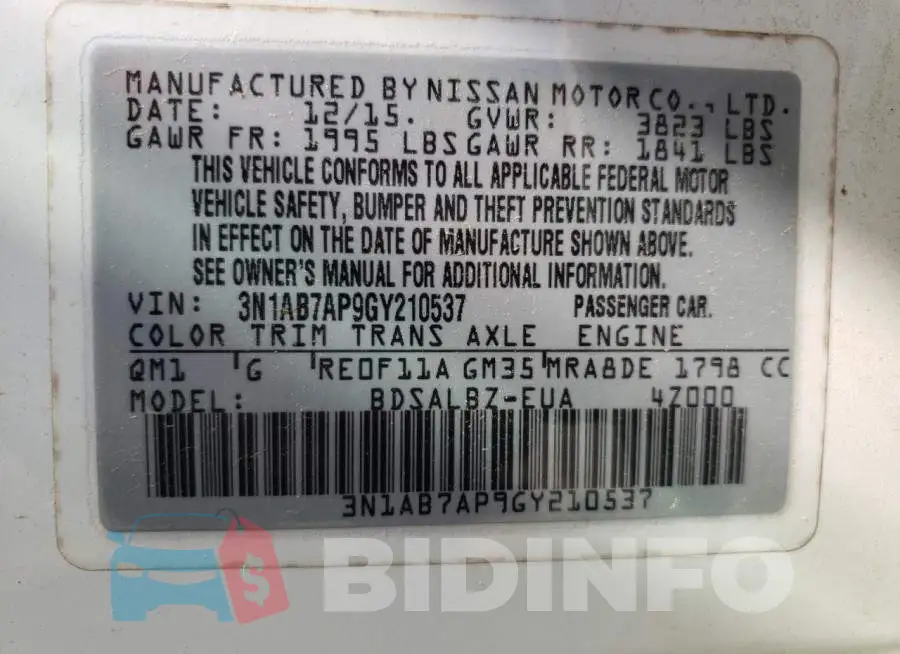 3N1AB7AP9GY210537 Photo# 12