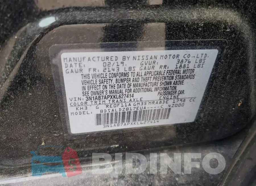 3N1AB7APXKL627414 Photo# 12